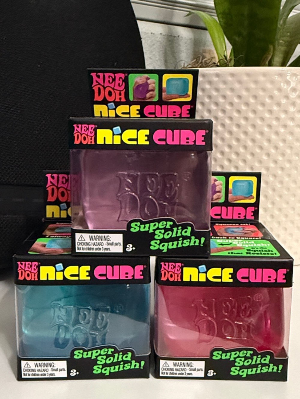 NeeDoh Nice Cube Squishy Bundle — Pink, Purple, Blue (AUTHENTIC)
